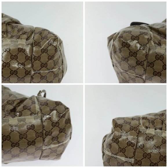 GUCCI GG Crystal Hand Bag Coated Canvas Brown Gold 197020 Auth 119369 - Picture 14 of 16